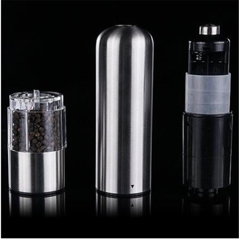 Molinillo de pimienta y Sal marina eléctrico de acero inoxidable para condimentos.